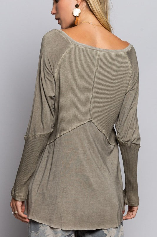 Light Wash Ribbed Long Sleeve