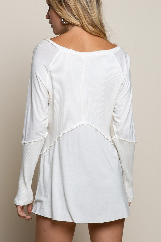 Light Wash Ribbed Long Sleeve