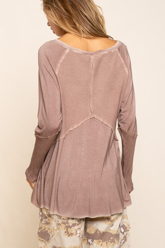 Light Wash Ribbed Long Sleeve