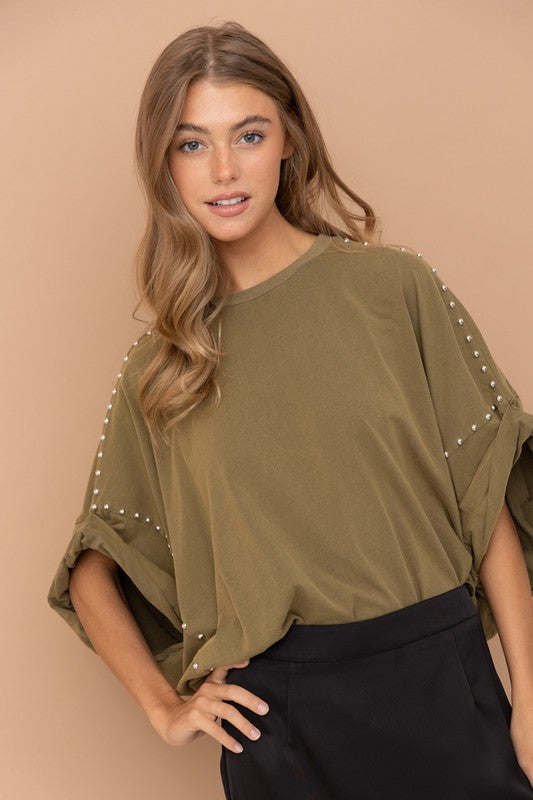 Mia Studded Oversized High Low T Shirt