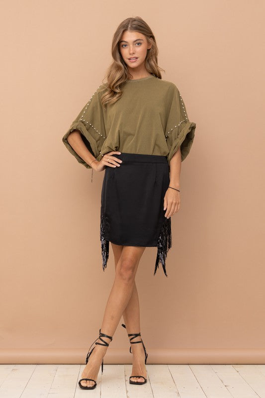 Mia Studded Oversized High Low T Shirt