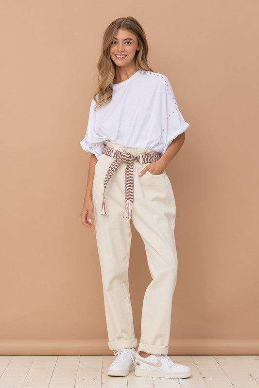 Mia Studded Oversized High Low T Shirt