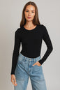 Nora Long Sleeve Round Neck Ribbed Bodysuit