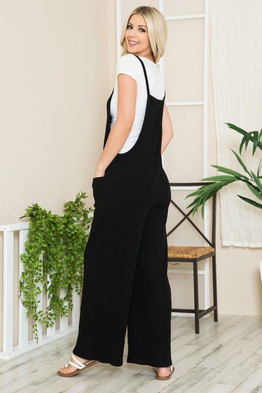 Lanie Wide Leg Premium Cotton Rib Overalls