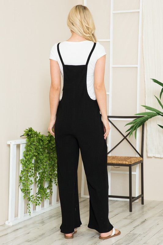 Lanie Wide Leg Premium Cotton Rib Overalls