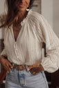 Wren Crochet Lace button v-neck knit sweater blouse