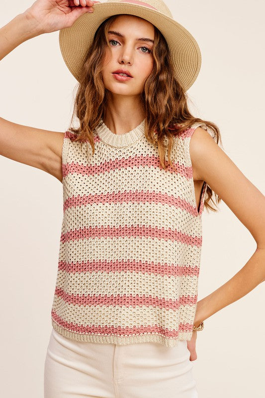 Izzy Chunky Stripe Sleeveless Sweater Top