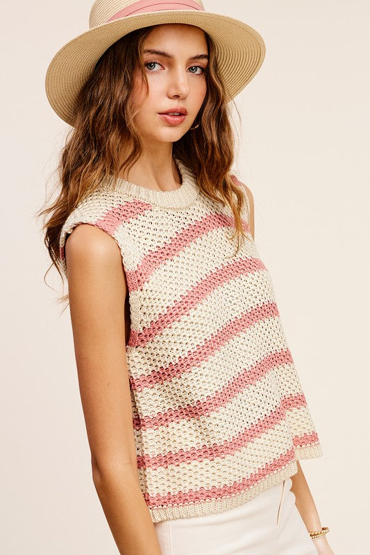 Izzy Chunky Stripe Sleeveless Sweater Top