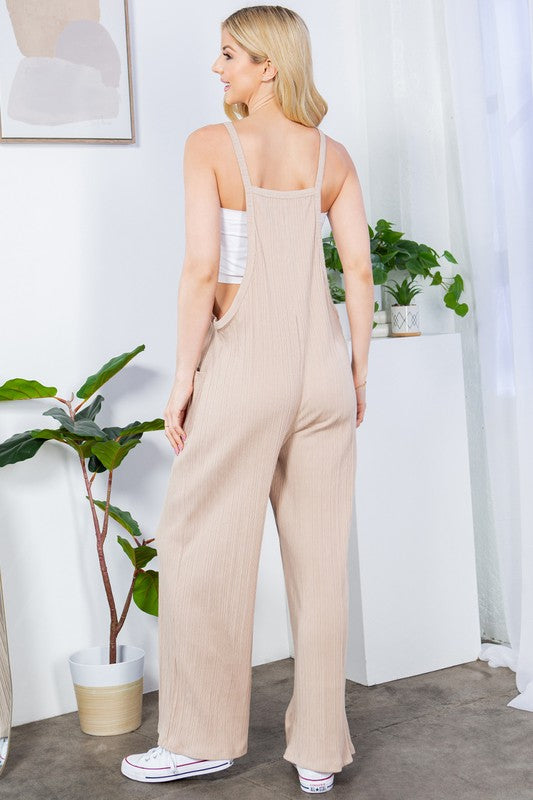 Lanie Wide Leg Premium Cotton Rib Overalls