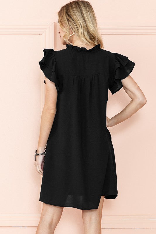 Blair Ruffle Sleeve V neck dress