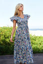 Abigail Floral Flutter Smocking Midi Dress