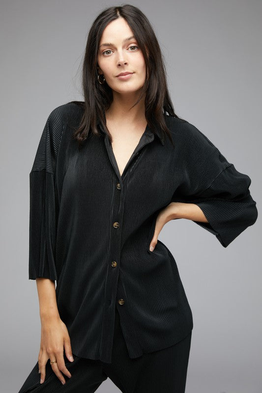 Emma SOLID BUTTON DOWN TOP