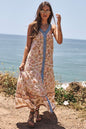 Charlie Floral Border Printed V-Neck Sleeveless Maxi Dress