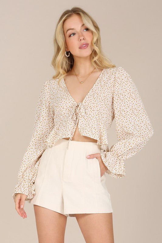 Lorie floral frill blouse