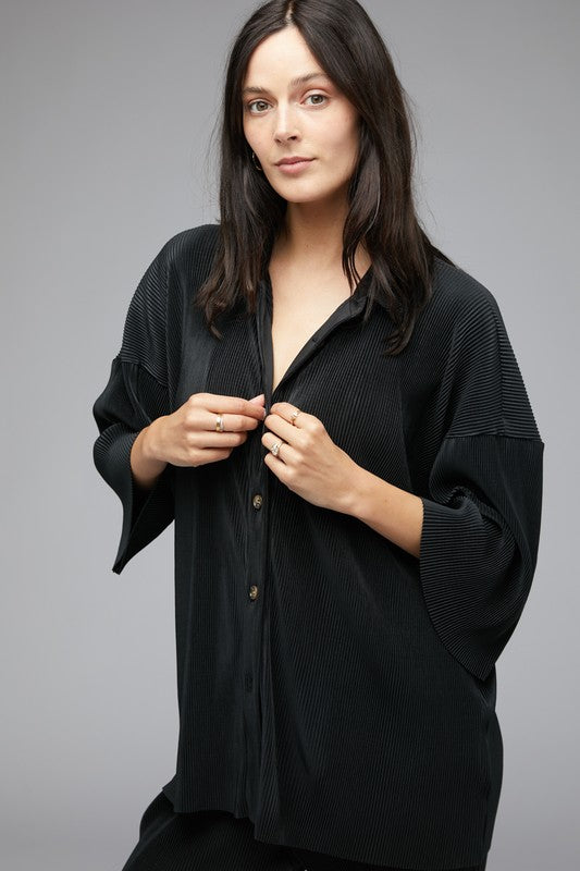 Emma SOLID BUTTON DOWN TOP