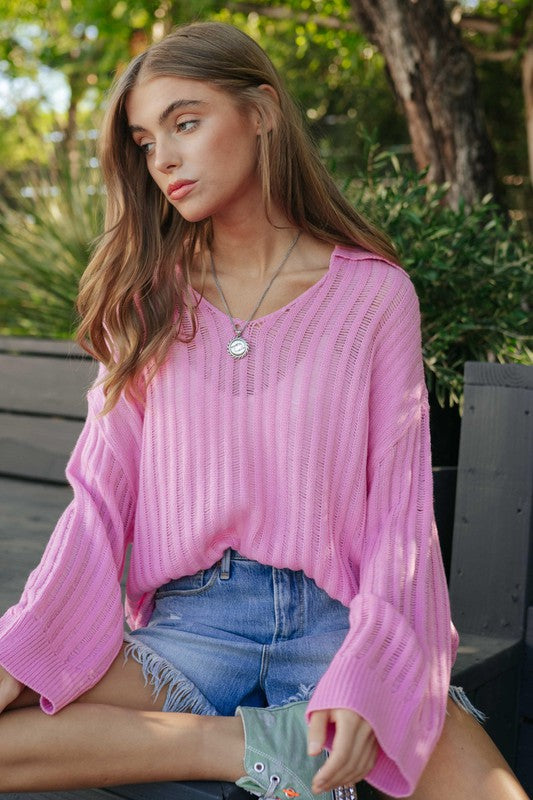 Aurora V Neck Loose Sweater Top