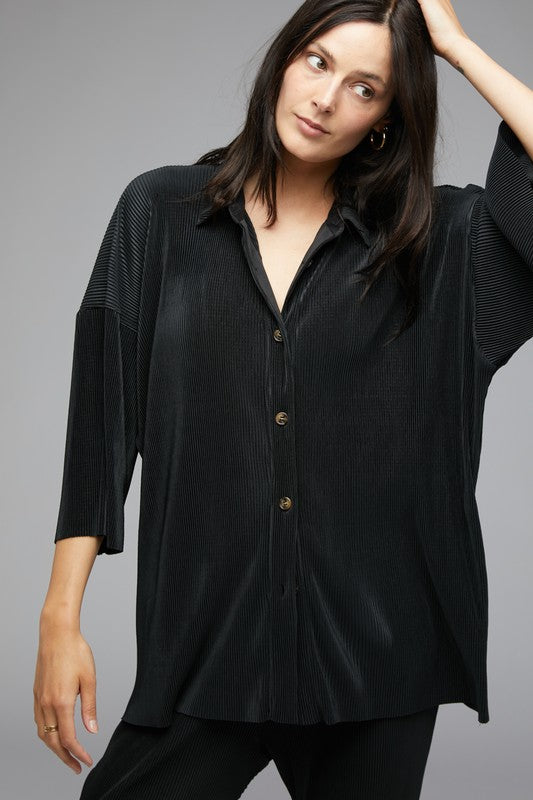 Emma SOLID BUTTON DOWN TOP