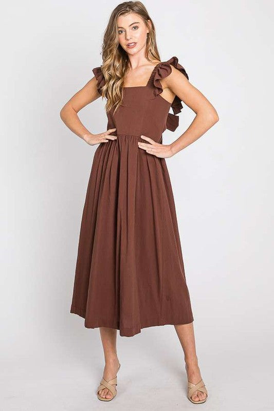 Payton Linen Ruffle Midi Dress