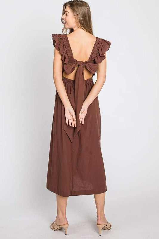 Payton Linen Ruffle Midi Dress