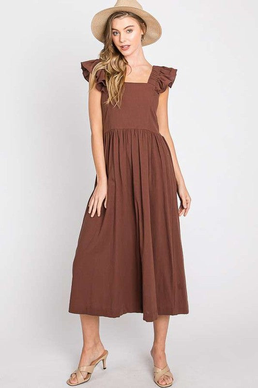 Payton Linen Ruffle Midi Dress