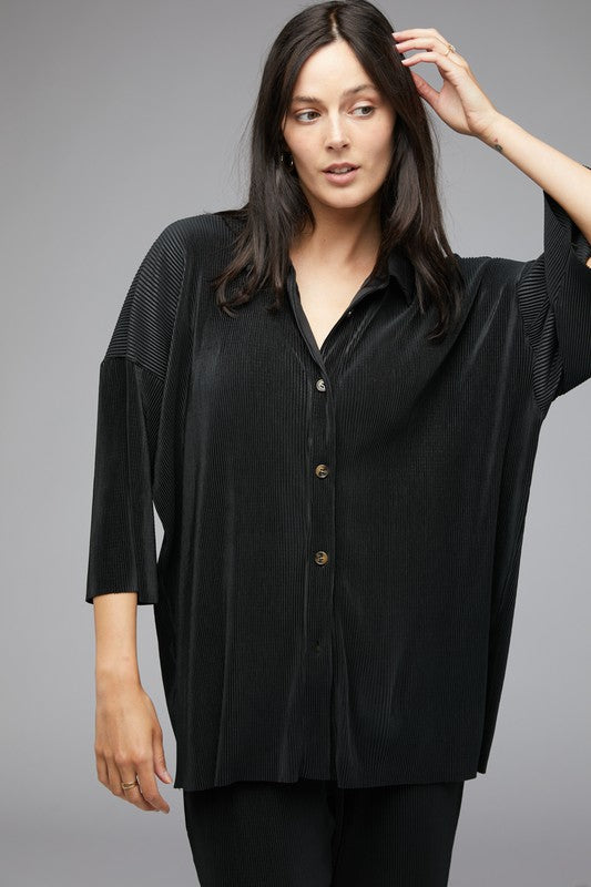 Emma SOLID BUTTON DOWN TOP