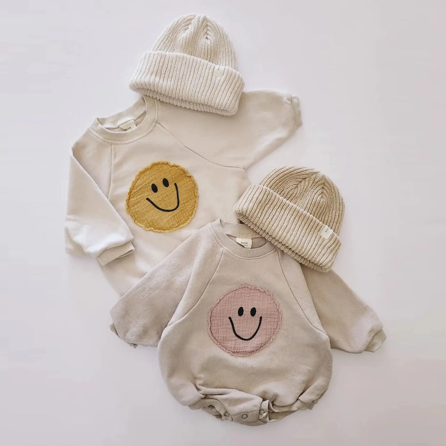 Smiley Face Sweatshirt Baby Romper